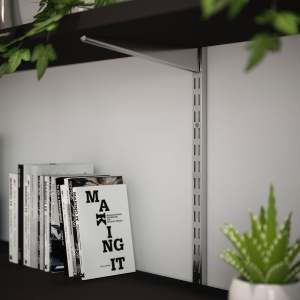 ROTHLEY Twin Slot Shelving Kit In Krome 10.5" Brackets x4 & 63" Uprights x2