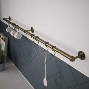 ROTHLEY Utensil Rail Kit 19mm x 1000mm Antique Brass