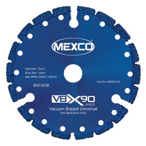 MEXCO 75mm Vacuum Brazed Blade Multi-use X90 Grade 10mm Bore