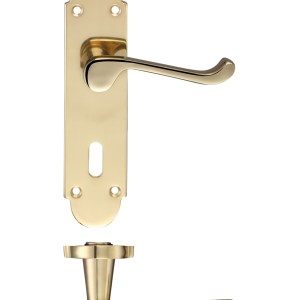 FULTON & BRAY Oxford Lever Lock (57mm c/c) Furniture 170 x 42mm Polished Brass