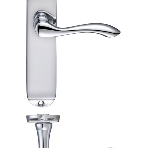 FULTON & BRAY Arundel Lever Latch Furniture - Short Plate 175 x 42mm Polished Chrome