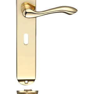 FULTON & BRAY Arundel Lever Lock (57mm c/c) Furniture - Long Plate 245 x 42mm Polished Brass