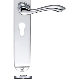 FULTON & BRAY Arundel Lever Euro Lock (47.5mm c/c) Furniture - Long Plate 245 x 42mm Polished Chrome