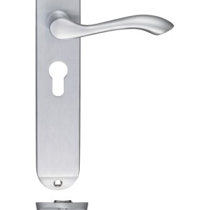 FULTON & BRAY Arundel Lever Euro Lock (47.5mm c/c) Furniture - Long Plate 245 x 42mm Satin Chrome