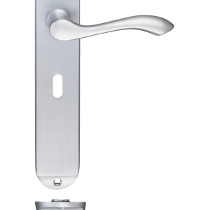FULTON & BRAY Arundel Lever Lock (57mm c/c) Furniture - Long Plate 245 x 42mm Satin Chrome