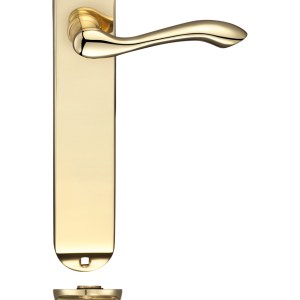 FULTON & BRAY Arundel Lever Latch Furniture - Long Plate 245 x 42mm Polished Brass
