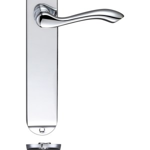 FULTON & BRAY Arundel Lever Latch Furniture - Long Plate 245 x 42mm Polished Chrome