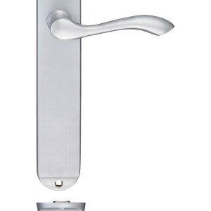FULTON & BRAY Arundel Lever Latch Furniture - Long Plate 245 x 42mm Satin Chrome