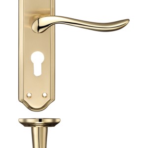 FULTON & BRAY Lincoln Lever Euro Lock (47.5mm c/c) Furniture 180 x 48mm Satin Brass / Polished Brass