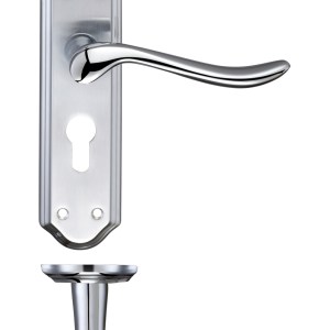 FULTON & BRAY Lincoln Lever Euro Lock (47.5mm c/c) Furniture 180 x 48mm Satin Chrome / Polished Chrome