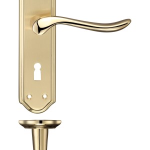 FULTON & BRAY Lincoln Lever Lock (57mm c/c) Furniture 180 x 48mm Satin Brass / Polished Brass