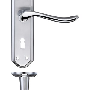 FULTON & BRAY Lincoln Lever Lock (57mm c/c) Furniture 180 x 48mm Satin Chrome / Polished Chrome