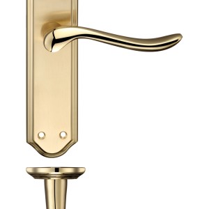 FULTON & BRAY Lincoln Lever Latch Furniture 180 x 48mm Satin Brass / Polished Brass