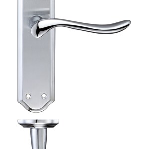 FULTON & BRAY Lincoln Lever Latch Furniture 180 x 48mm Satin Chrome / Polished Chrome