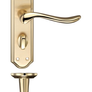 FULTON & BRAY Lincoln Lever Bathroom (57mm c/c) Furniture 180 x 48mm Satin Brass / Polished Brass