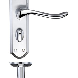FULTON & BRAY Lincoln Lever Bathroom (57mm c/c) Furniture 180 x 48mm Satin Chrome / Polished Chrome