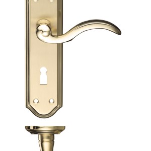 FULTON & BRAY Winchester Lever Lock (57mm c/c) Furniture 180 x 48mm Satin Brass / Polished Brass