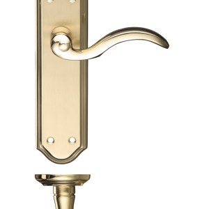 FULTON & BRAY Winchester Lever Latch Furniture 180 x 48mm Satin Brass / Polished Brass