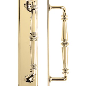 FULTON & BRAY Pull Handle on Backplate Polished Brass