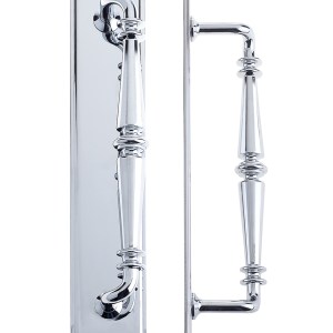 FULTON & BRAY Pull Handle on Backplate Polished Chrome