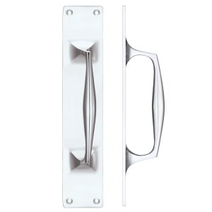 FULTON & BRAY Cast Brass Pull Handle with Backplate - 300 x 60mm Polished Chrome