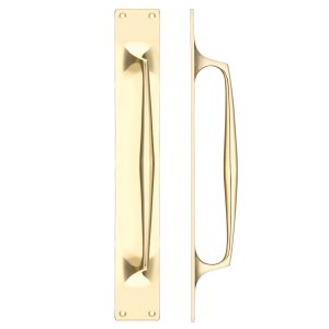 FULTON & BRAY Cast Brass Pull Handle with Backplate - 425 x 60mm Polished Brass
