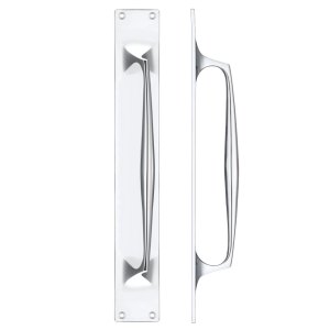 FULTON & BRAY Cast Brass Pull Handle with Backplate - 425 x 60mm Polished Chrome