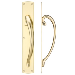 FULTON & BRAY Cast Brass Large Pull Handle with Backplate - Right Handed - 457 x 76mm Polished Brass