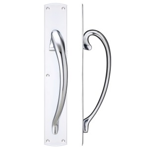 FULTON & BRAY Cast Brass Large Pull Handle with Backplate - Right Handed - 457 x 76mm Polished Chrome