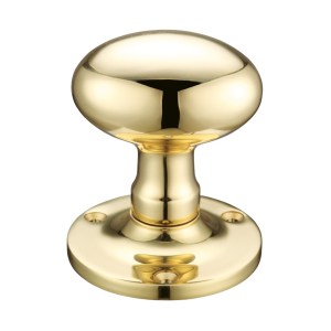 FULTON & BRAY Oval Mortice Knob Furniture 62.5mm Rose dia. Polished Brass
