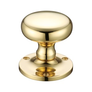 FULTON & BRAY Mushroom Mortice Knob Furniture 62.5mm Rose dia. Polished Brass