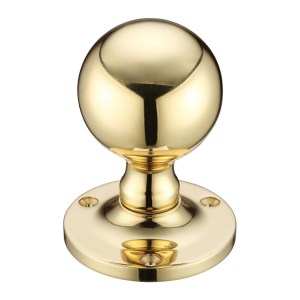 FULTON & BRAY Ball Mortice Knob Furniture 62.5mm Rose dia. Polished Brass