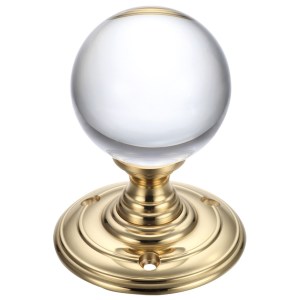 FULTON & BRAY Glass Ball Mortice Knob - Plain 55mm Polished Brass