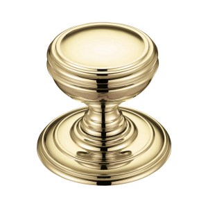 FULTON & BRAY Mortice Knob on Round Rose - Concealed Fix Polished Brass