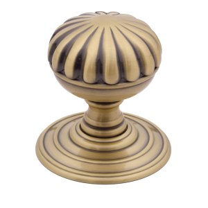 FULTON & BRAY Flower Mortice Knob on Round Rose - Concealed Fix Florentine Bronze