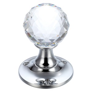 FULTON & BRAY Glass Ball Mortice Knob - Facetted Clear - 50mm Polished Chrome