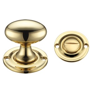 FULTON & BRAY Oval Thumb Turn with Coin Release - 5mm spindle Polished Brass
