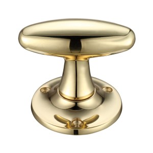 FULTON & BRAY Extended Oval Mortice Knob Furniture 60mm Rose dia. Polished Brass