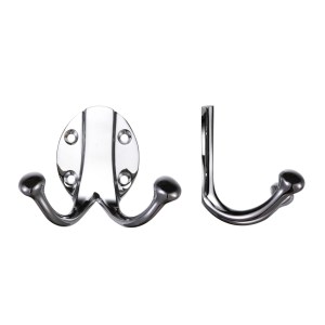 FULTON & BRAY Double Robe Hook Polished Chrome