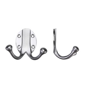 FULTON & BRAY Double Robe Hook Satin Chrome
