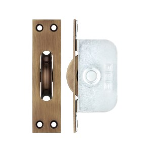 FULTON & BRAY Brass Ball Bearing Pulleys - 2 1/4" Square Forend Florentine Bronze