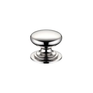FULTON & BRAY Victorian Cupboard Knob 25mm dia. - Lacquered Polished Nickel