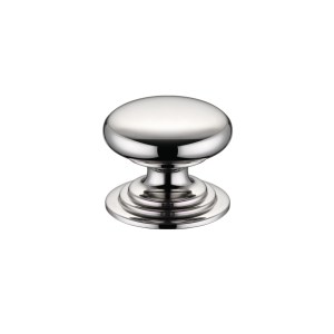 FULTON & BRAY Victorian Cupboard Knob 32mm dia. - Lacquered Polished Nickel