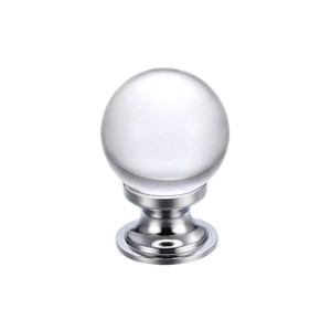 FULTON & BRAY Glass Ball Cabinet Knob - Plain 25mm Polished Chrome