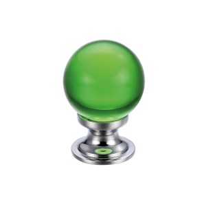 FULTON & BRAY Glass Ball Cabinet Knob - Plain Green 25mm Polished Chrome / Green Glass