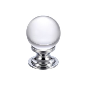 FULTON & BRAY Glass Ball Cabinet Knob - Plain 30mm Polished Chrome