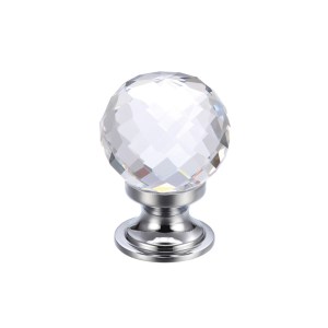 FULTON & BRAY Glass Ball Cabinet Knob - Facetted 25mm Polished Chrome / White Glass