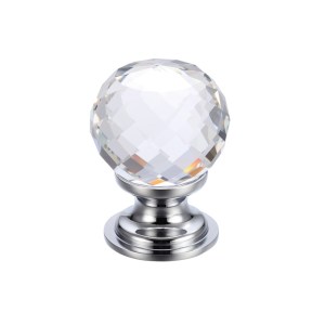 FULTON & BRAY Glass Ball Cabinet Knob - Facetted 30mm Polished Chrome / White Glass