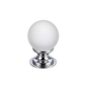 FULTON & BRAY Glass Ball Cabinet Knob - Frosted 25mm Polished Chrome