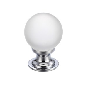 FULTON & BRAY Glass Ball Cabinet Knob - Frosted 30mm Polished Chrome